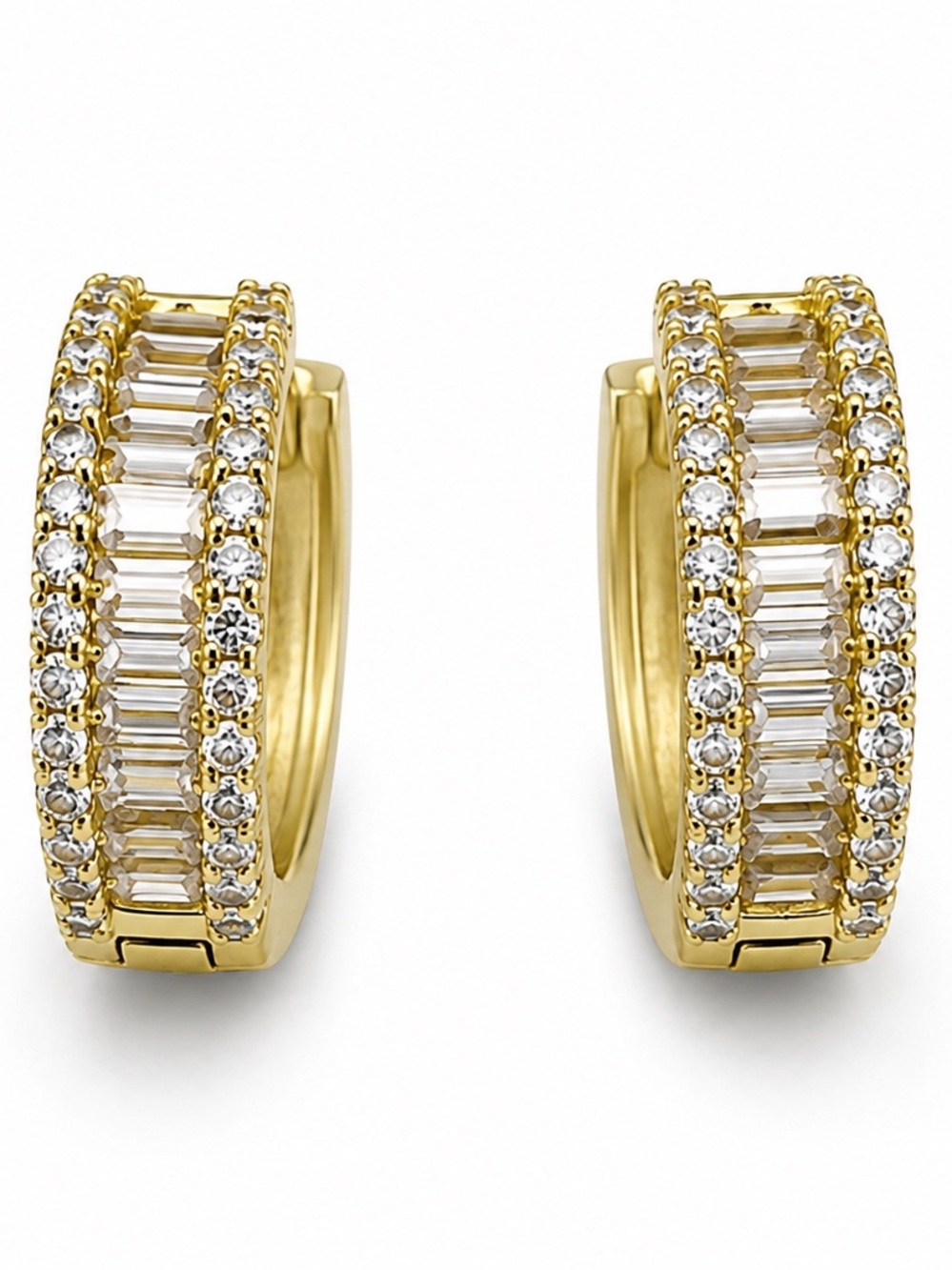 Moissanite Gold Huggie Earrings